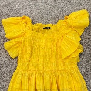 Banana Republic Yellow Ruffled Blouse size medium